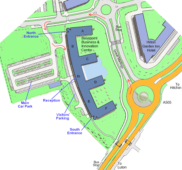Site plan for entrance to Butterfield Business Park